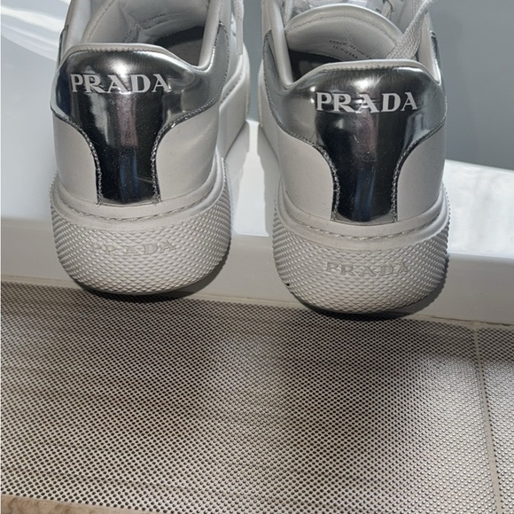 Prada Classic White Lace-Up Sneakers - Picture 5 of 7